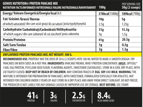 Protein Pancakes Genius Nutrition values