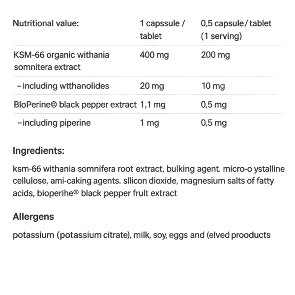 ASHWAGANDHA FORTE KSM-66 / 100 skammtar - Image 2