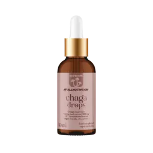 ALLNUTRITION Chaga sveppadropar, 30 ml brúnt glas með dropateljara og bleikum miða