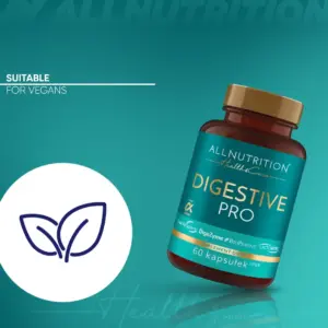 Upplýsingamynd sem sýnir að ALLNUTRITION Digestive Pro hentar vegan mataræði
