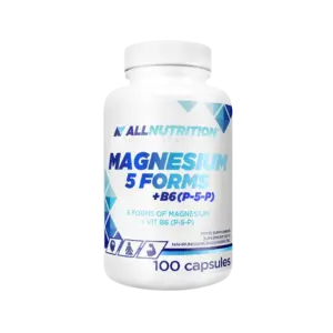 ALLNUTRITION Magnesium 5 Forms með B6, hvít dós með 100 hylkjum