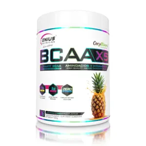 GENIUS NUTRITION BCAA-X5 amínósýrublanda 360 g, hvít dós með ananasbragði