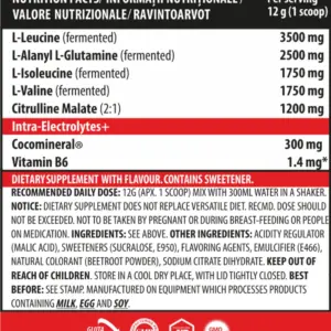 Næringargildi og innihaldsefni fyrir BCAA-X5 amínósýrur, 360 g