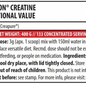 Næringargildi fyrir Creatine with Creapure, 3000 mg kreatín einhýdrat í skammti