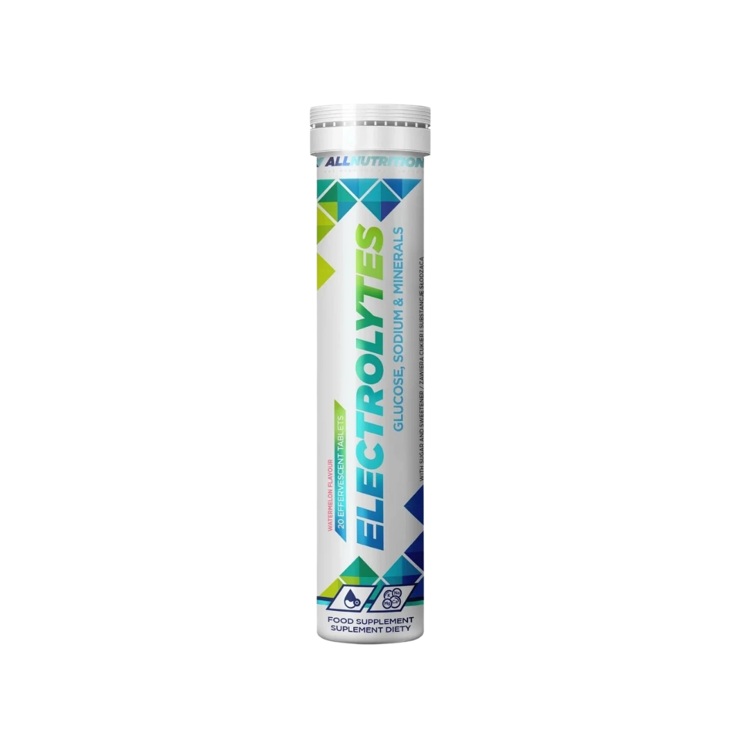 Túpa með Allnutrition Electrolytes freyðitöflum, 20 töflur með glúkósa, natríum og steinefnum