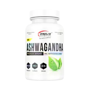 GENIUS NUTRITION Ashwagandha, hvít dós með 90 hylkjum og 7% withanolides