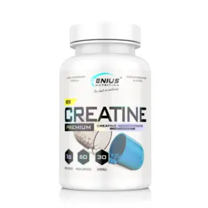 GENIUS NUTRITION Creatine kreatín einhýdrat, hvít dós með 60 hylkjum