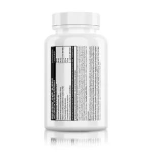 Bakhlið GENIUS NUTRITION GC-MSM F7 dósar með næringargildatöflu og innihaldsefnum