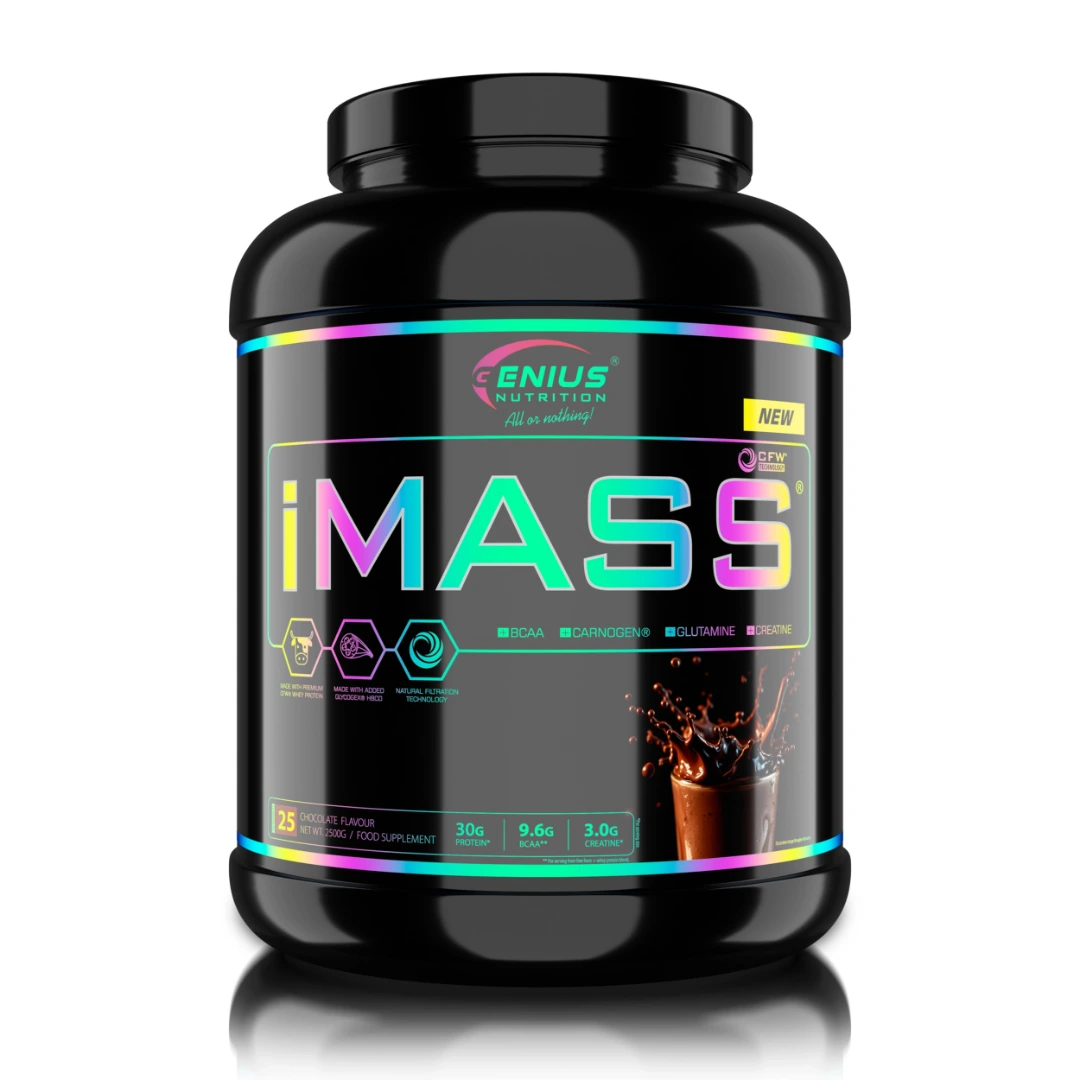GENIUS NUTRITION iMass þyngdaraukandi prótínblanda, svört dós með súkkulaðibragði