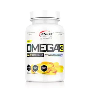 GENIUS NUTRITION Omega 3 fiskiolíuhylki, hvít dós með 90 hylkjum