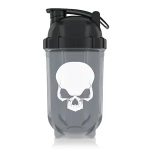 Svartur glær WARCRY 500 ml hristari með hvítri hauskúpu og svörtu loki
