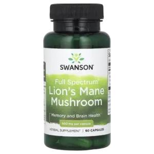 SWANSON Full Spectrum Lion's Mane Mushroom, græn dós með 60 hylkjum