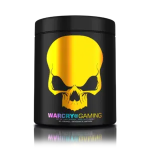 WARCRY GAMING 240 g pre-workout dós með gulu höfuðkúpumerki, Mangonade Warfare bragð