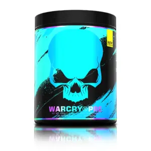 WARCRY Pre-Workout 400 g dós með bláu höfuðkúpumerki og Arctic Raspberry bragði