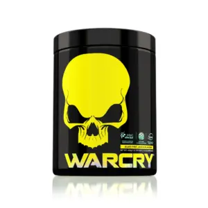 WARCRY Pre-Workout 400 g dós með gulu höfuðkúpumerki og Electric Juice bragði