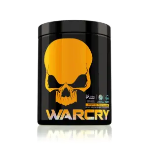 WARCRY Pre-Workout 400 g dós með appelsínugulu höfuðkúpumerki og Tropical Twist bragði