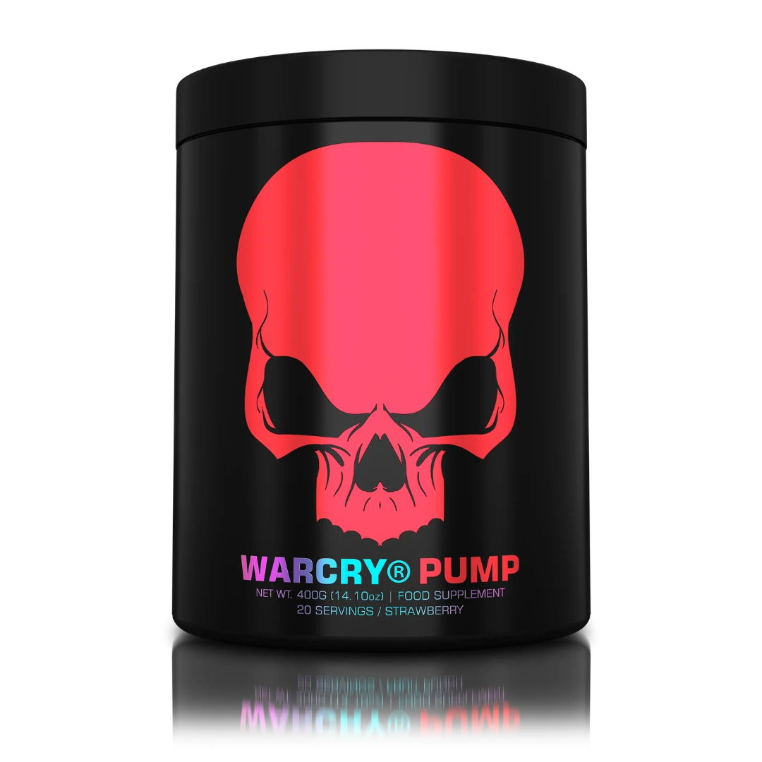 WARCRY PUMP 400 g dós með bleiku höfuðkúpumerki, Strawberry bragð, 20 skammtar