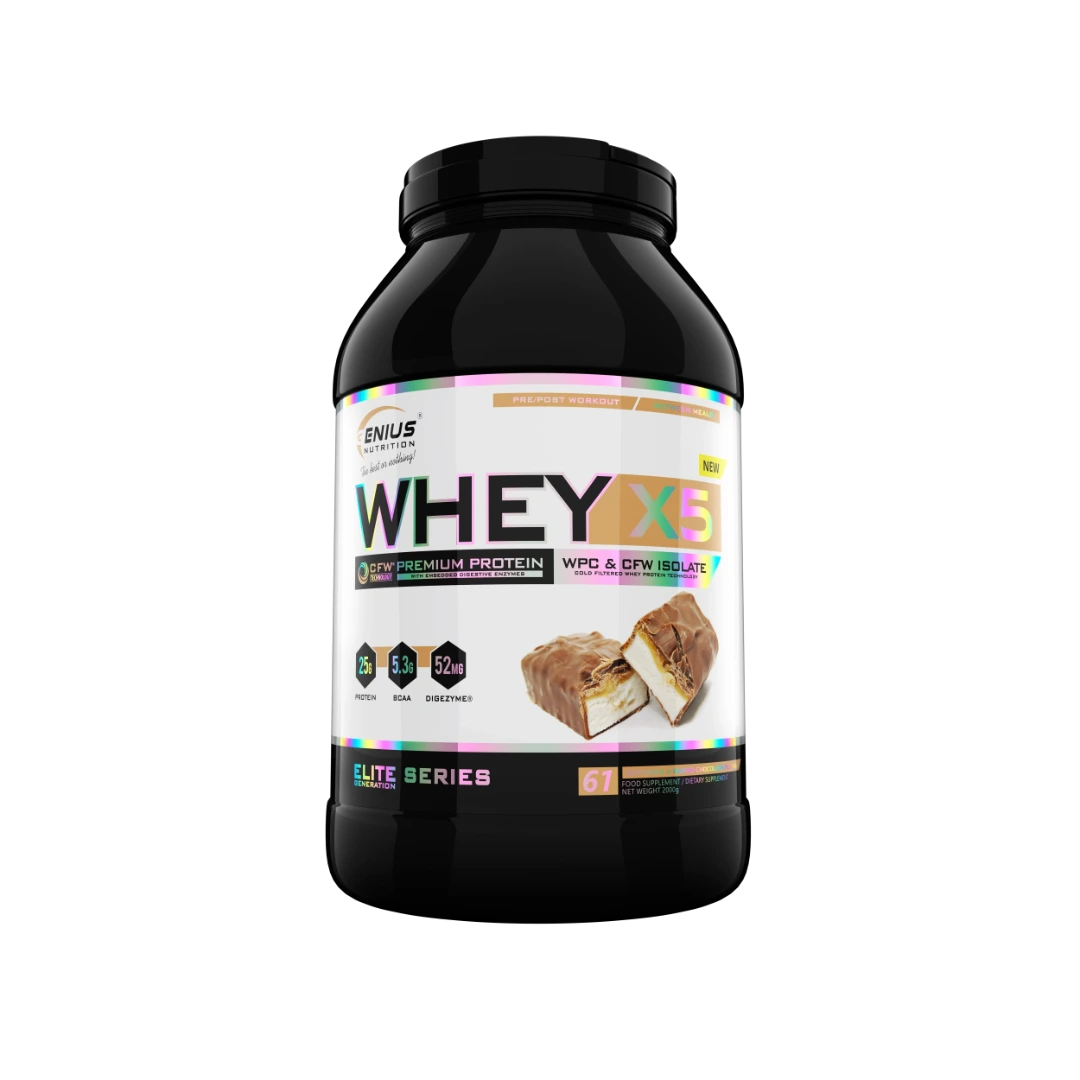 WHEY-X5 prótín 2000 g í svartri dós með Bueno Chocolate bragði, 61 skammtur