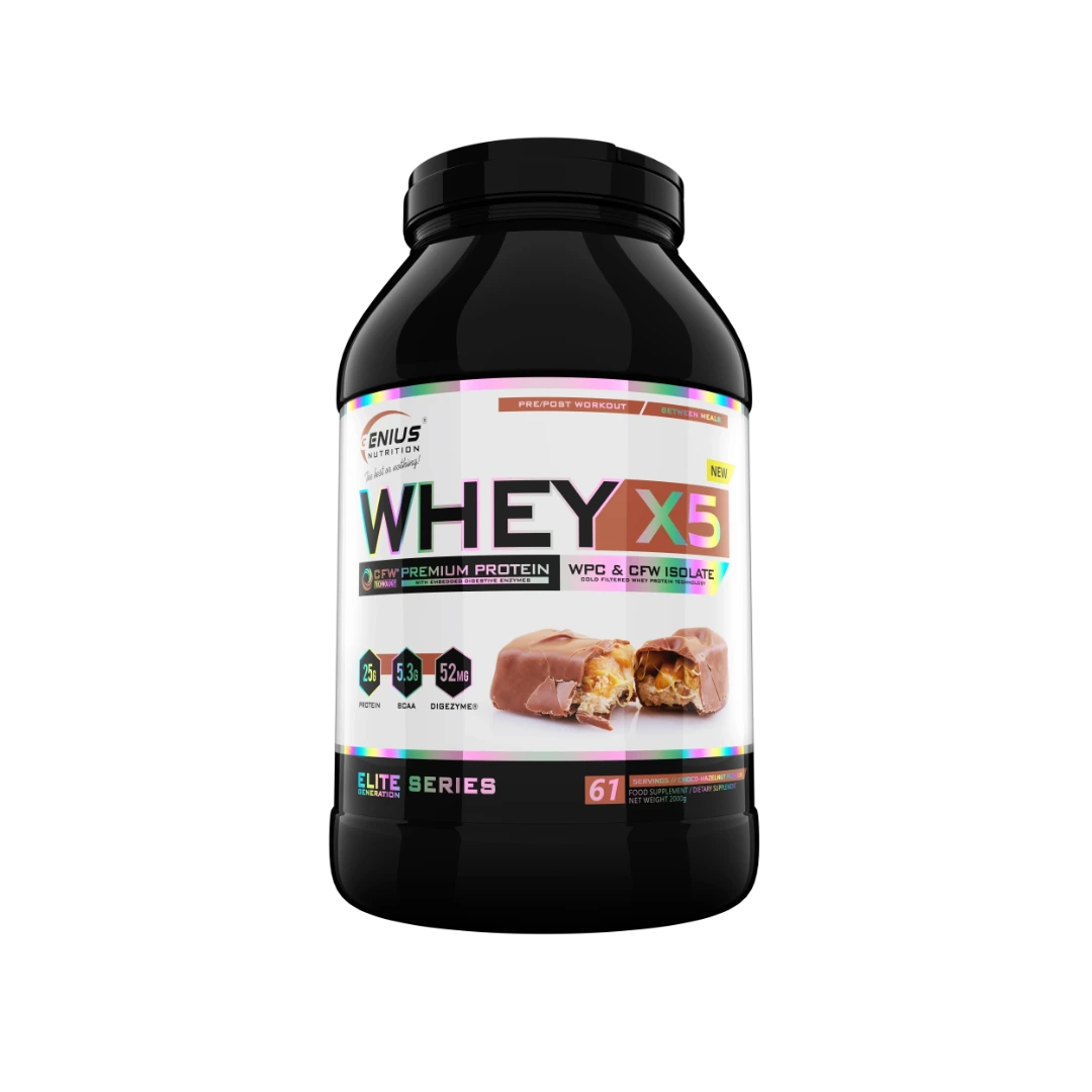 WHEY-X5 prótín 2000 g í svartri dós með Choco-Hazelnut bragði, 61 skammtur