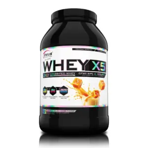WHEY-X5 prótín 2000 g í svartri dós með saltkaramellubragði, 60 skammtar