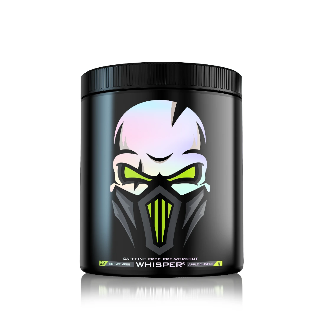 Whisper koffínlaust pre-workout frá Genius Nutrition, 400 g dós, eplabragð